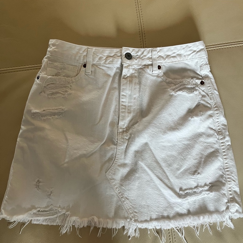 Abercrombie & Fitch White Denim Mini Skirt